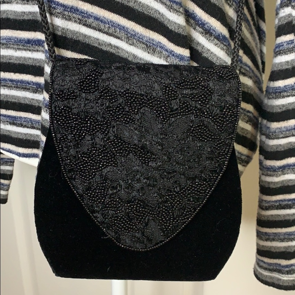 Black velvet evening bag